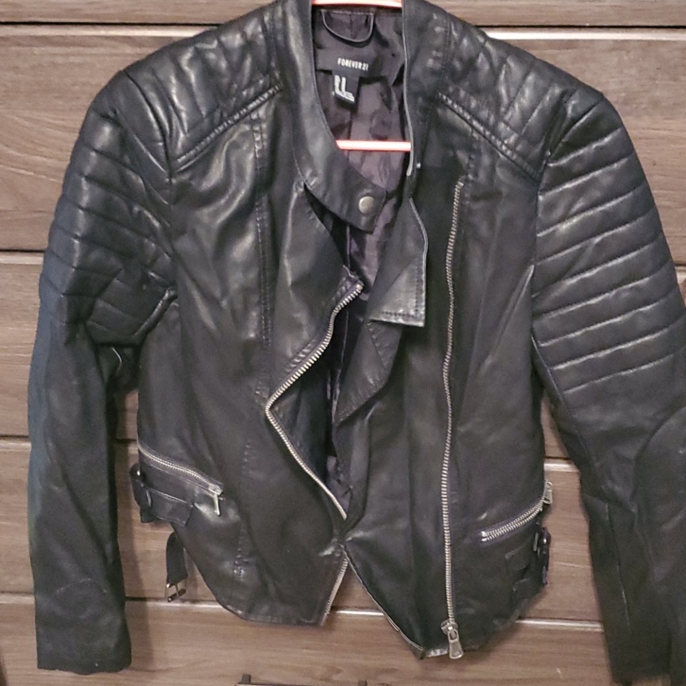 Forever 21 punk biker faux leather jacker